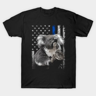 Koala American Flag Tee for Admirers of Australian Wildlife T-Shirt